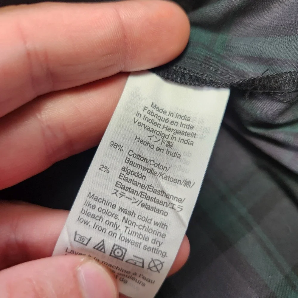 J Crew Shirt Women 24 Black Watch‎ Tartan Plaid Slim Stretch Button Up Office
